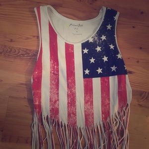 American Flag fringed top